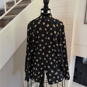 Vintage Black Floral Blouse